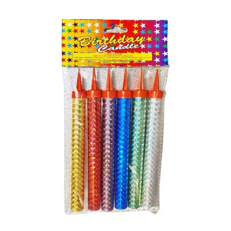 Birthday Sparkling Candles - Pack of 6 (Multi Color) - 10Cm 20Cm 30 Cm