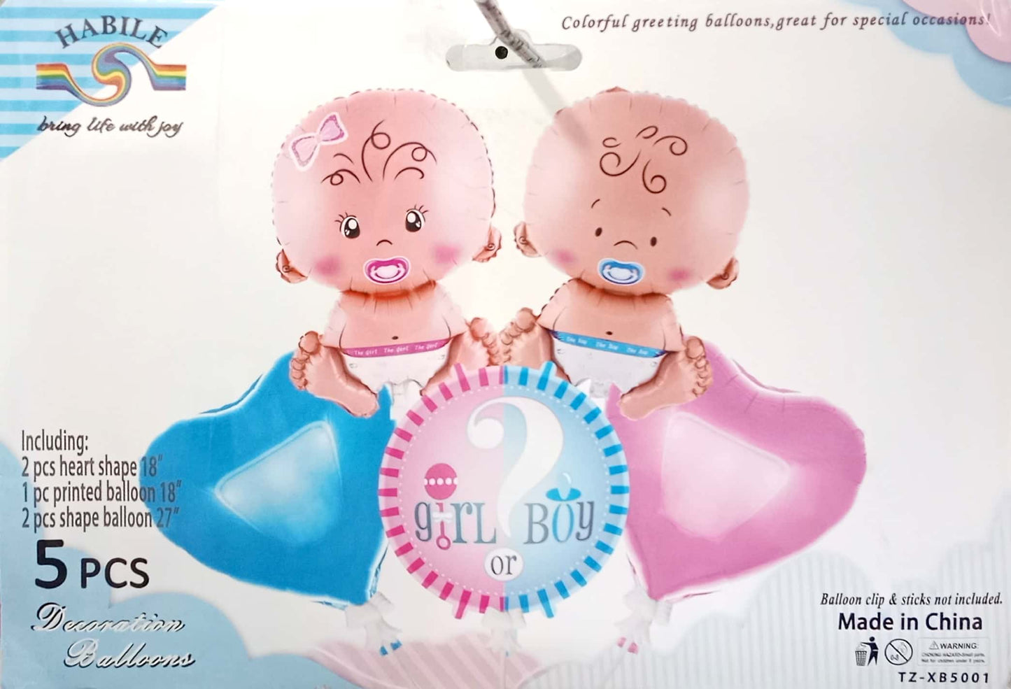 Girl OR Boy Theme Foil Balloon Foil Balloon Set of -5 Piece For Birthday Day Party
