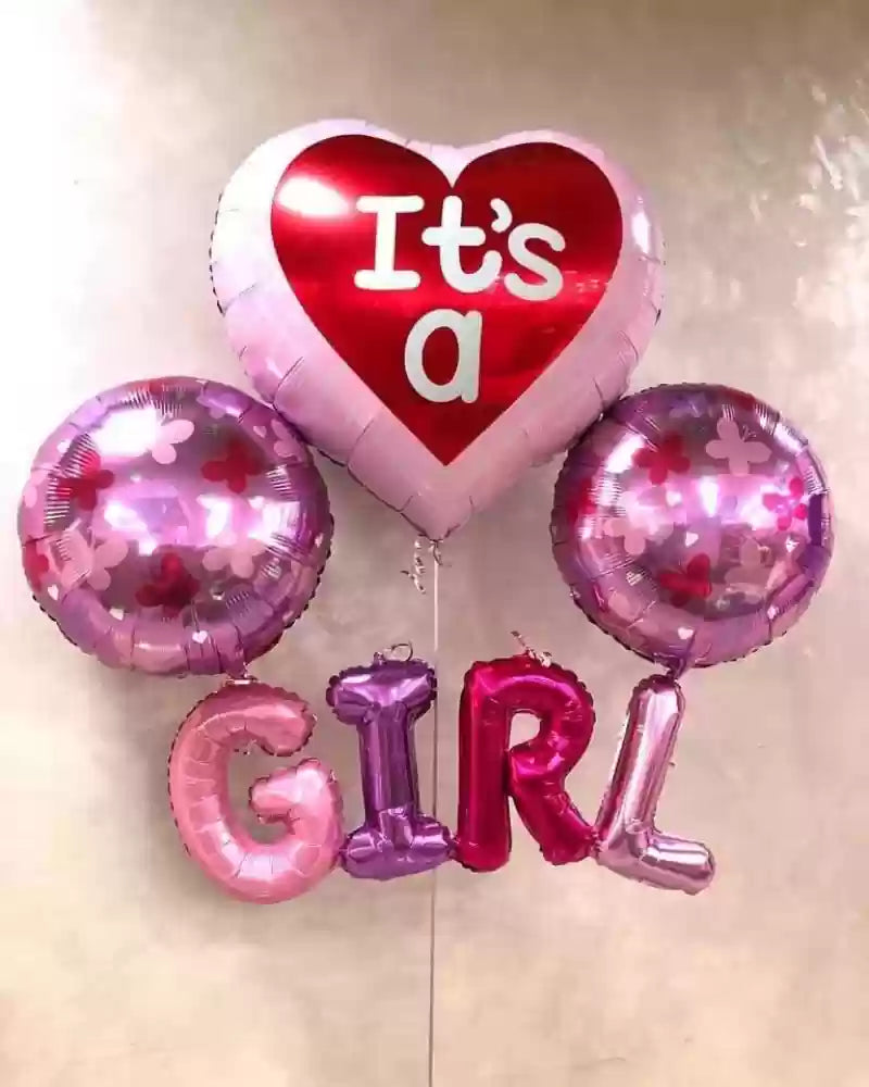 Its A Girl Theme Foil Balloon Foil Balloon Set of -5 Piece For Birthday Day Party