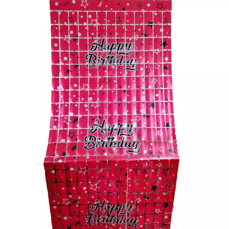 Happy Birthday Printed Square Shaped Foil Curtains for Party Decoration and Celebration