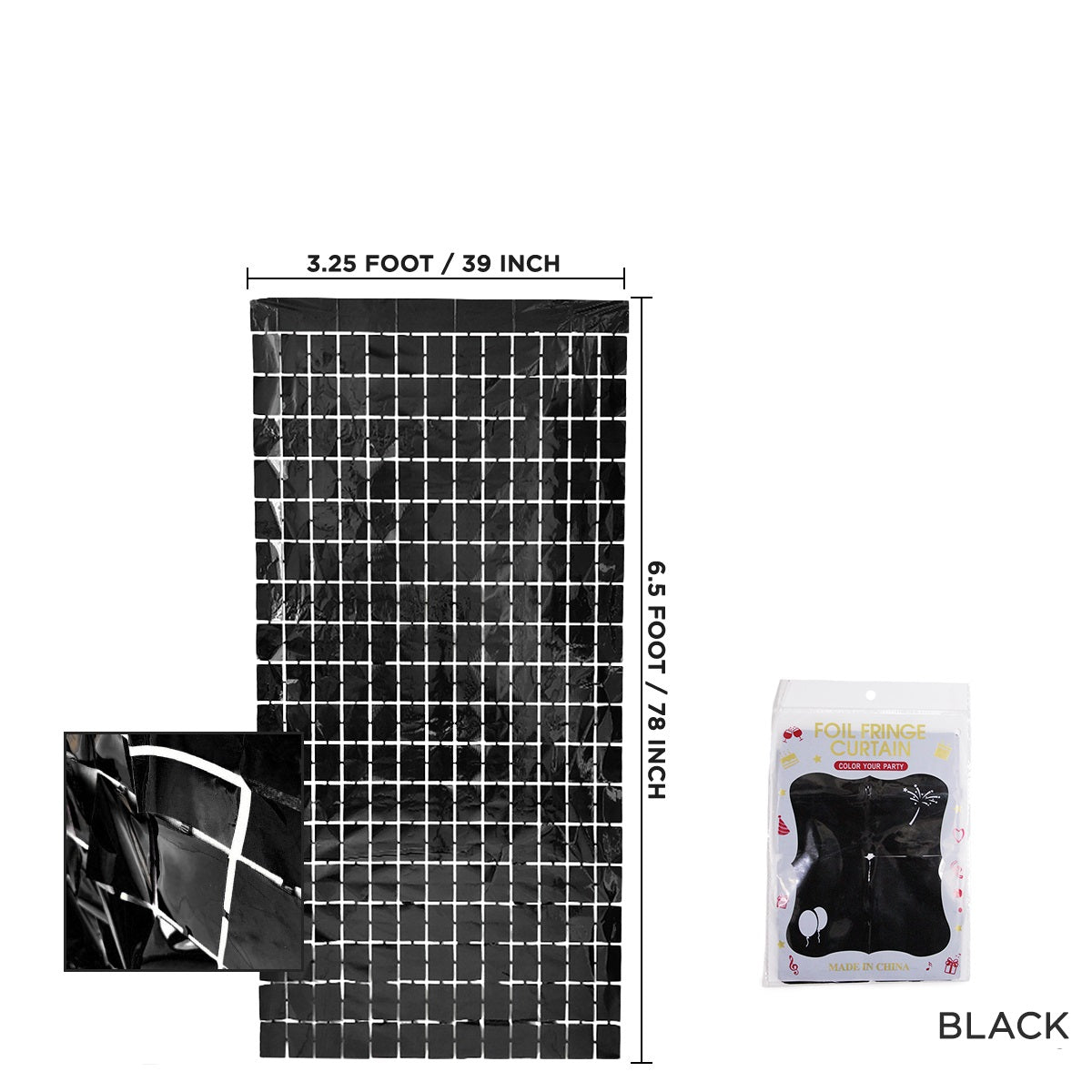 Small Square Shaped Foil Curtains for Party Decoration and Celebration