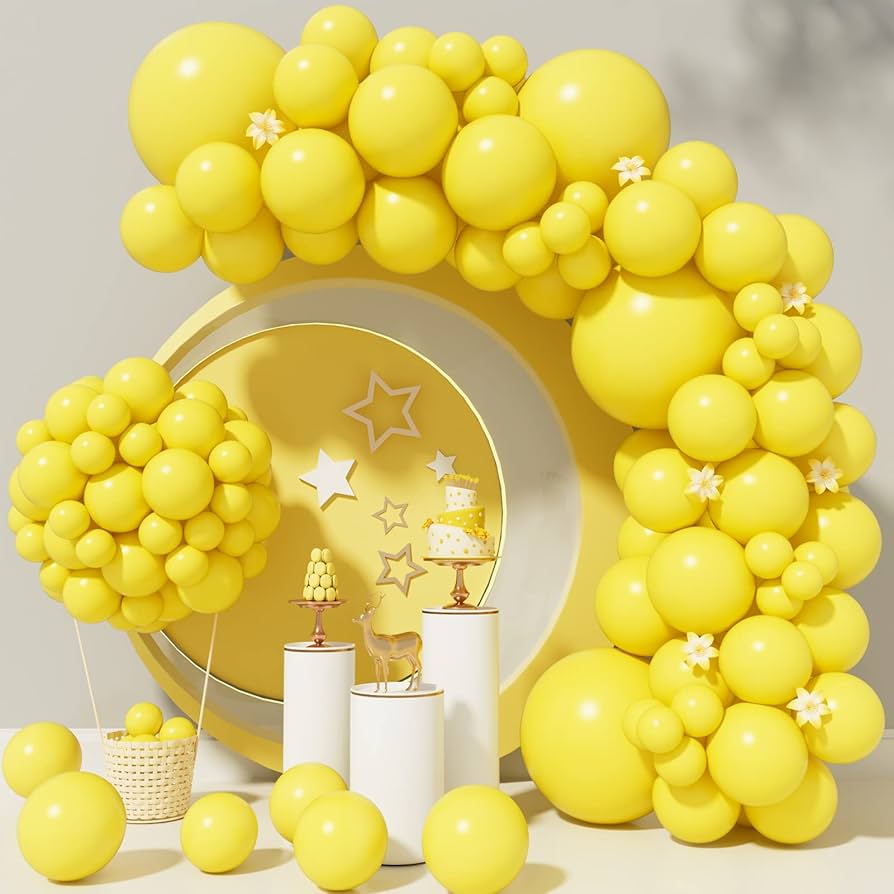 Yellow Balloons Latex Party Balloons, 12Inches balloons for Birthday Decorations, Weddings, Baby Shower, Balloon Modelling, Balloon Arch Decorations