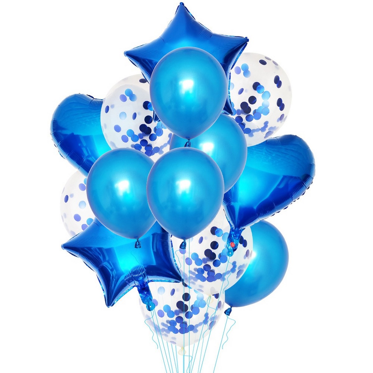 14-Piece Golden Confetti Balloon Set | Star, Heart, and Latex Balloons for Party Decor