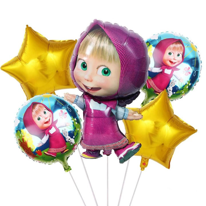 Masha Theme Foil Balloon Foil Balloon Set of -5 Piece For Birthday Day Party