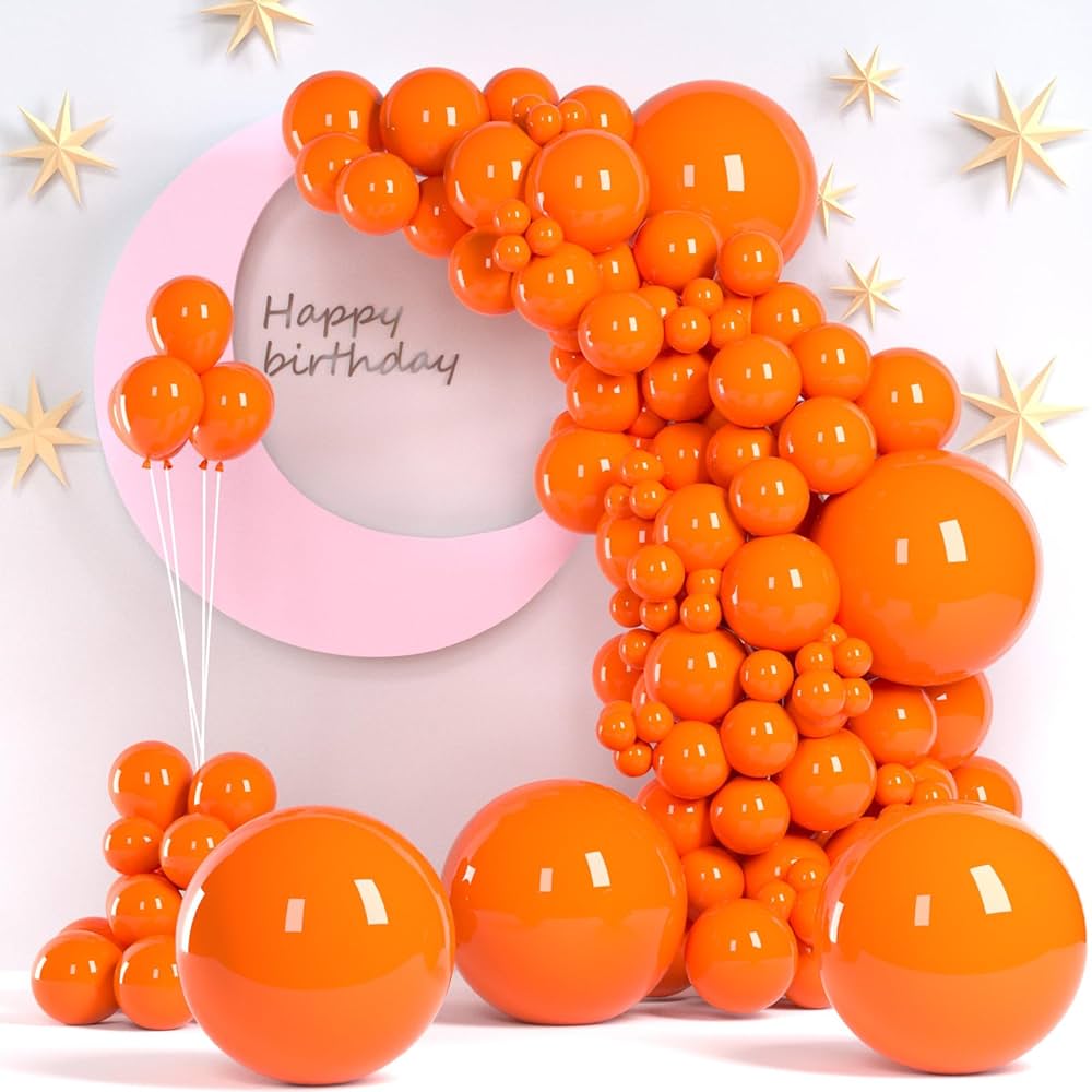 Orange Balloons Latex Party Balloons, 12Inches balloons for Birthday Decorations, Weddings, Baby Shower, Balloon Modelling, Balloon Arch Decorations