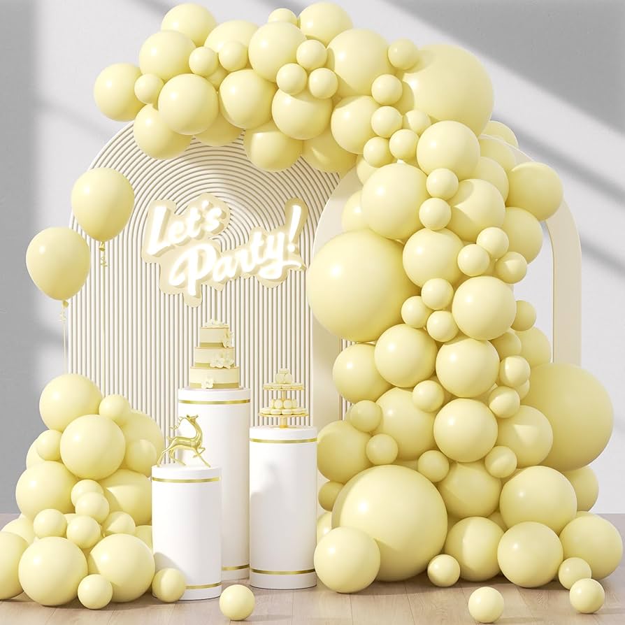 Pastel Macaron Yellow Balloons Birthday Wedding Baby Shower Party Decoration