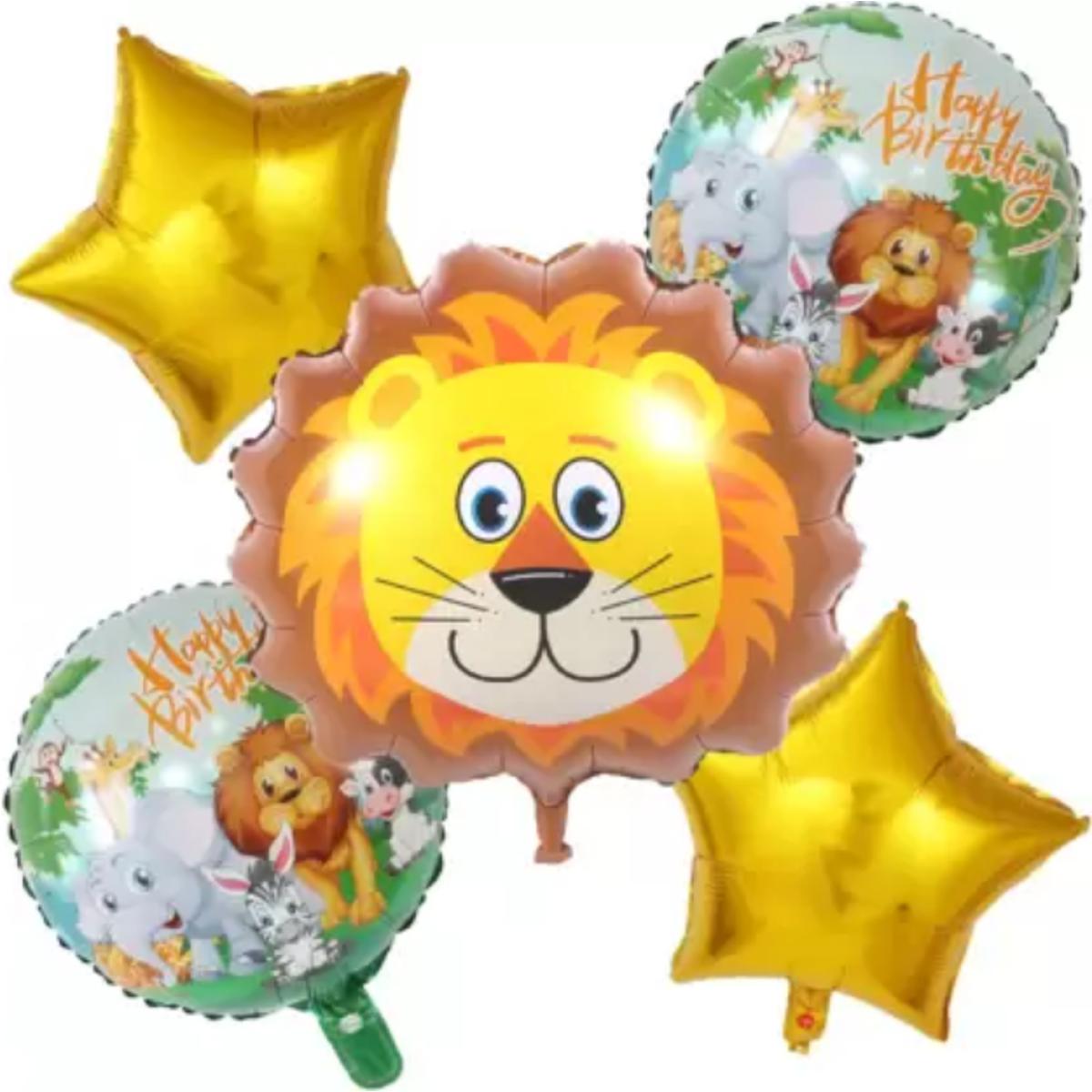Tiger Face Theme Foil Balloon Foil Balloon Set of -5 Piece For Birthday Day Party