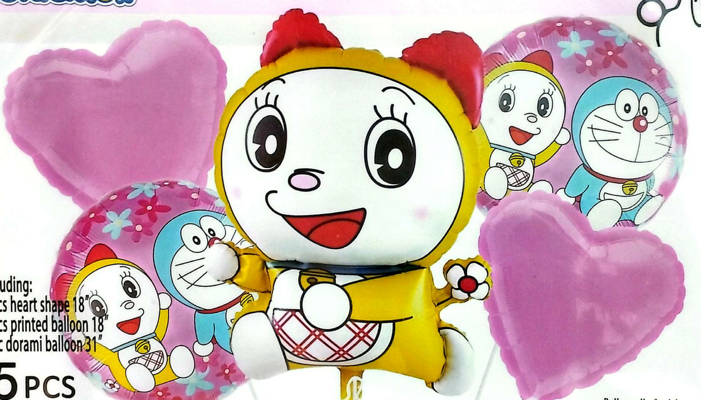 Dorami Foil Balloon Set - 5 Pieces For Dorami Theme Party Celebration