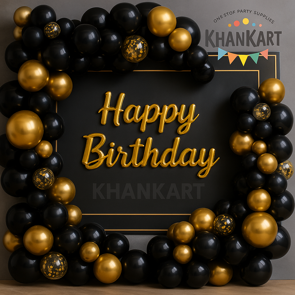 100 Piece Black Golden Foil Balloons Theme Set For Party Decoration