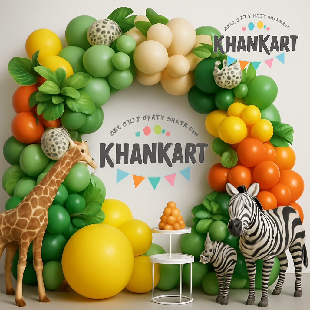 100 pcs Green , Orange , Yellow white Dark Green Garland Theme Set For Bow Themed Party Decoration & Celebration