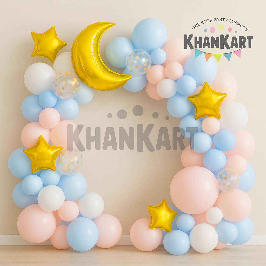 100 pcs Sky Blue Pink Balloons Garland Theme Set For Bow Themed Party Decoration & Celebration