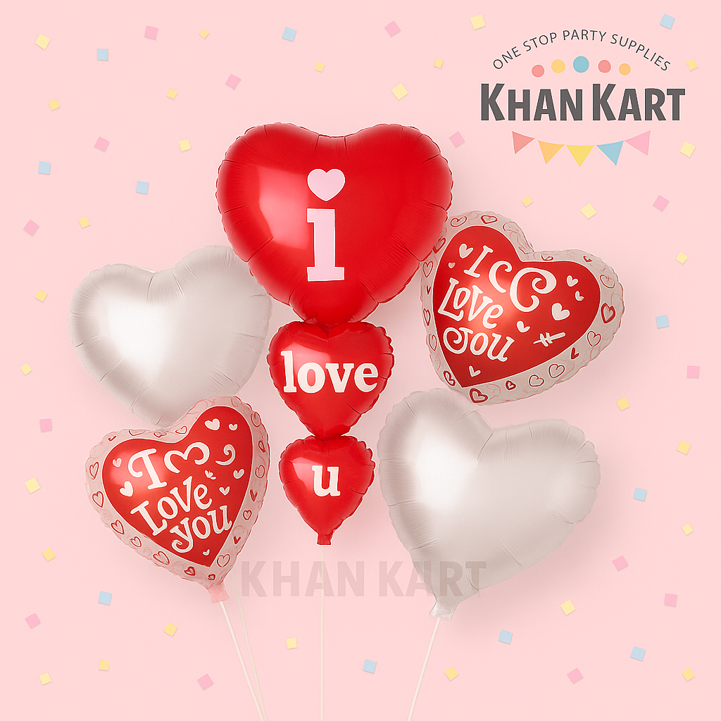 Love 5 Piece Foil Balloon Set Perfect Best for Romantic Celebrations And Decoration
