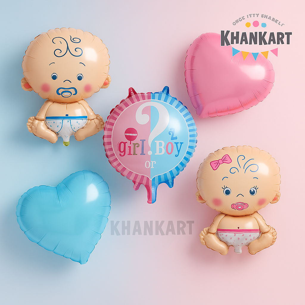 Girl OR Boy Theme Foil Balloon Foil Balloon Set of -5 Piece For Birthday Day Party