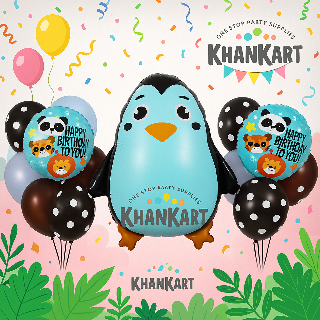 Penguin Theme Foil Balloon Foil Balloon Set of -15 Piece For Birthday Day Party