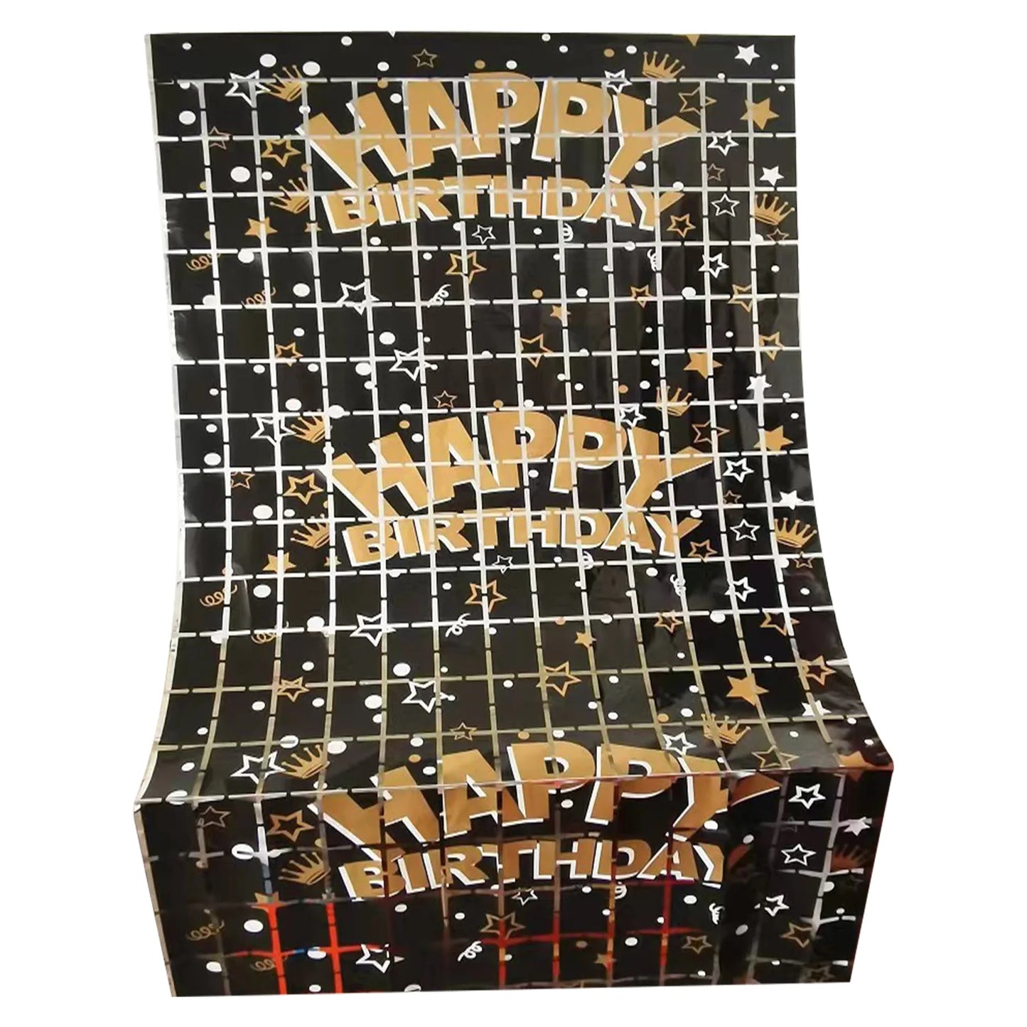 Happy Birthday Printed Square Shaped Foil Curtains for Party Decoration and Celebration
