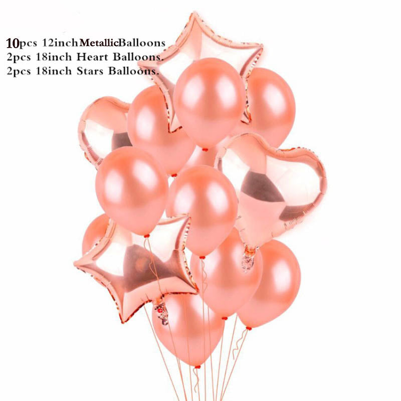 14-Piece Golden Confetti Balloon Set | Star, Heart, and Latex Balloons for Party Decor