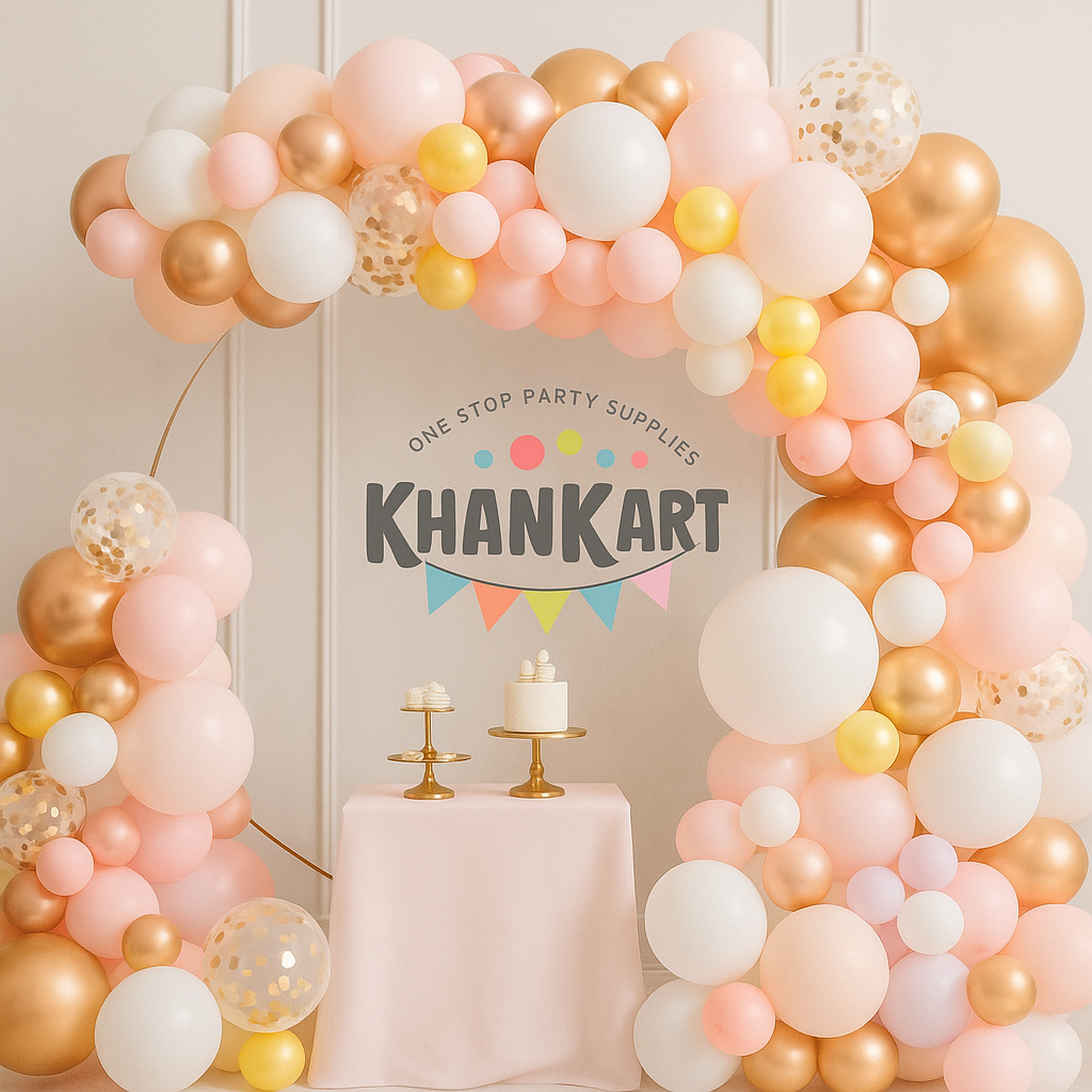 80 pcs Baby Pink White Rose Gold Confetti Balloons Garland Theme Set For Bow Themed Party Decoration & Celebration