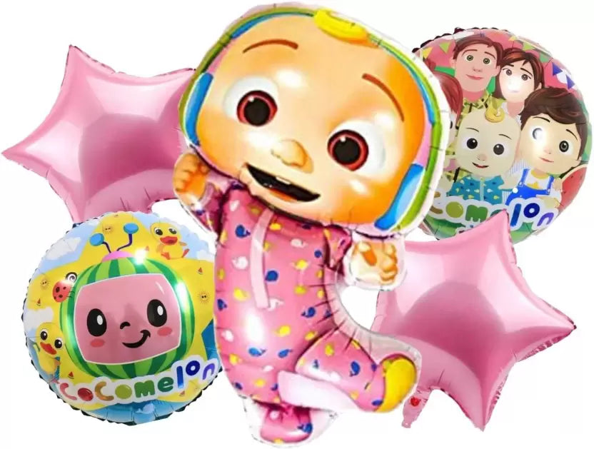 Cocomelon Theme Foil Balloon Foil Balloon Set of -5 Piece For Birthday Day Party