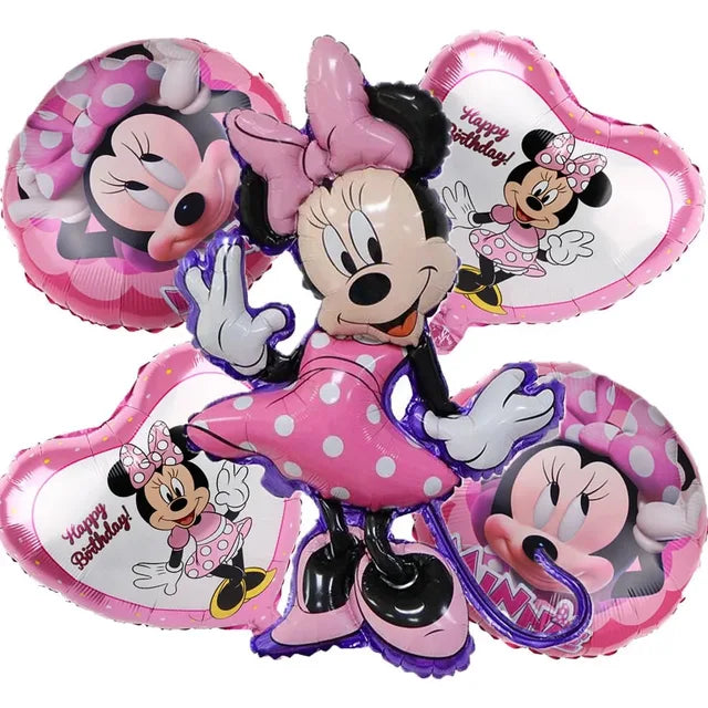 Mini Mouse Foil Balloon Set - 5 Pieces For Mini Mouse Theme Party Celebration