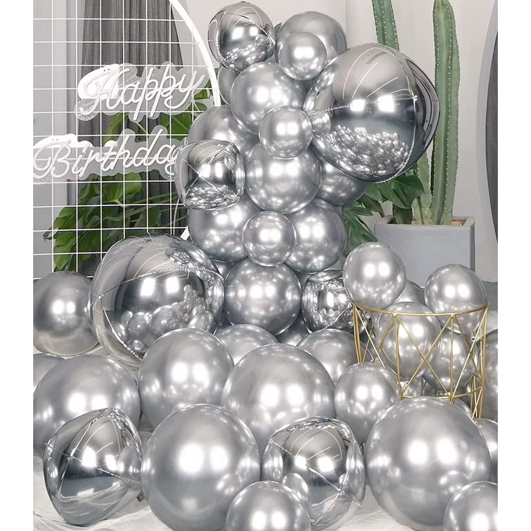 Silver Metallic Latex Chrome Premium Quality Balloons