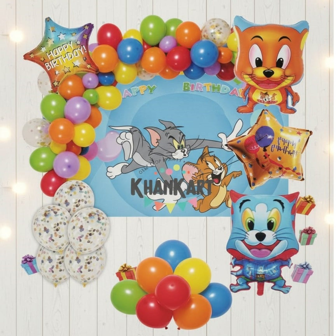 Tom & Jerry Foil Balloon Theme Garland Theme Set For Bow Themed Party Decoration & Celebration