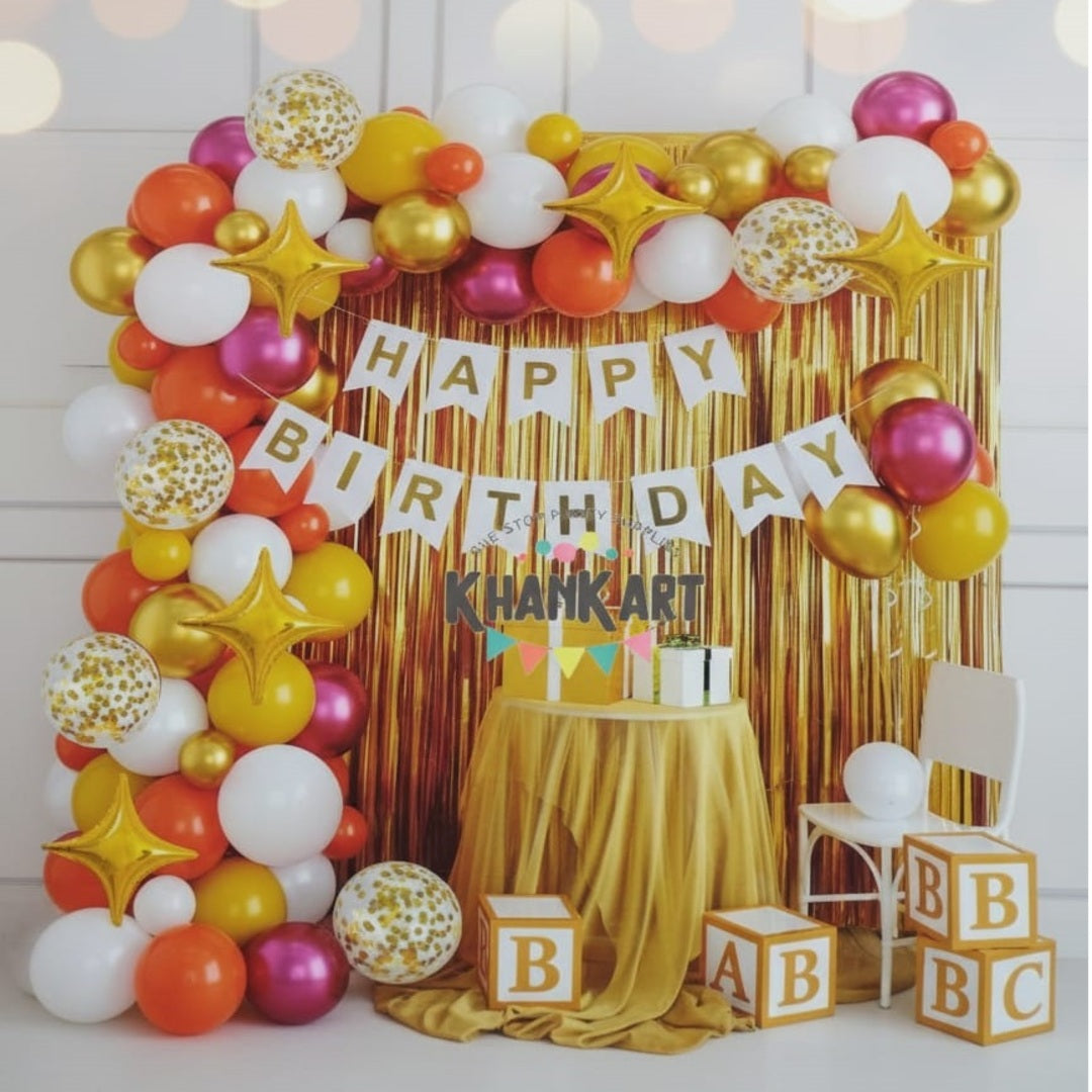 104pcs White & Red Gold Confetti Balloons Garland Theme Set For Bow Themed Party Decoration & Celebration