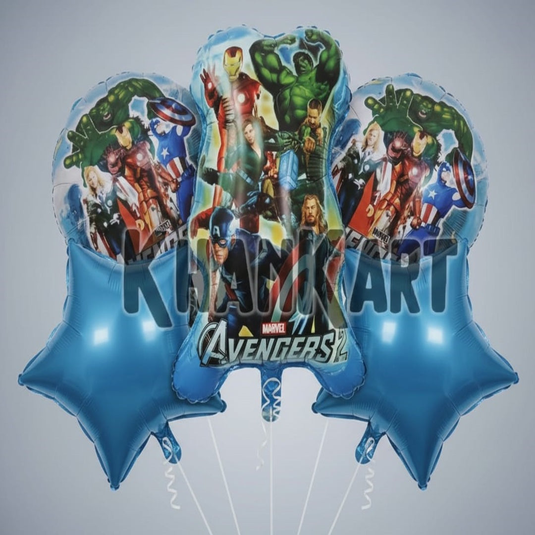 Avengers Theme Foil Balloon Foil Balloon Set of -5 Piece For Birthday Day Party