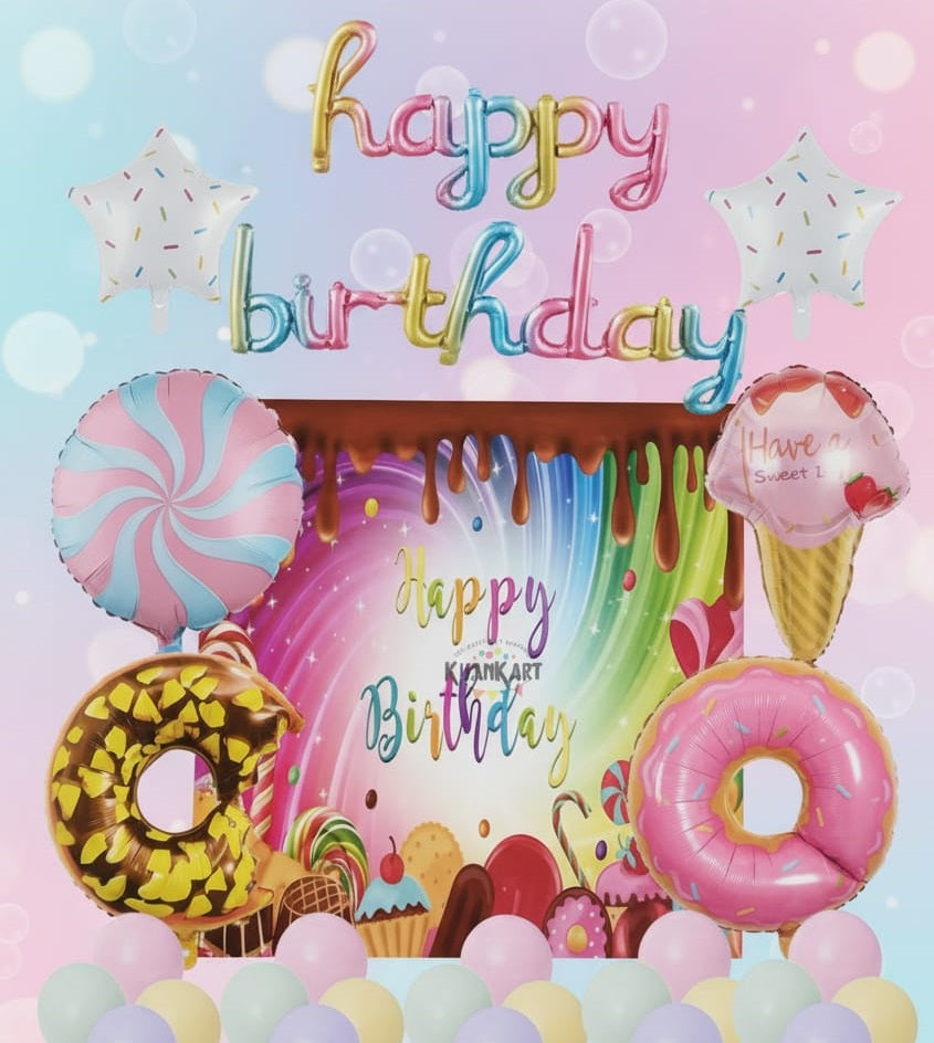 Donuts 28 Piece Foil Balloon Theme Set For Party Decoration