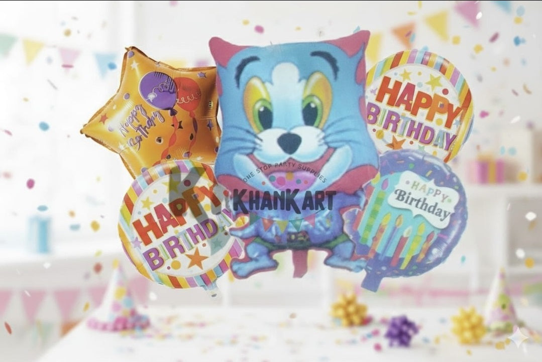 TOM Theme foil balloon set for kids birthday party celebration