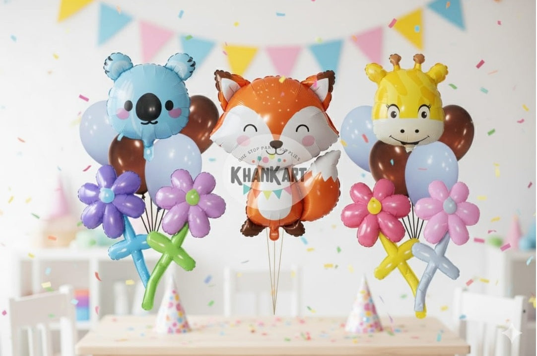 Fox Orange theme foil balloon set for kids birthday party celebration