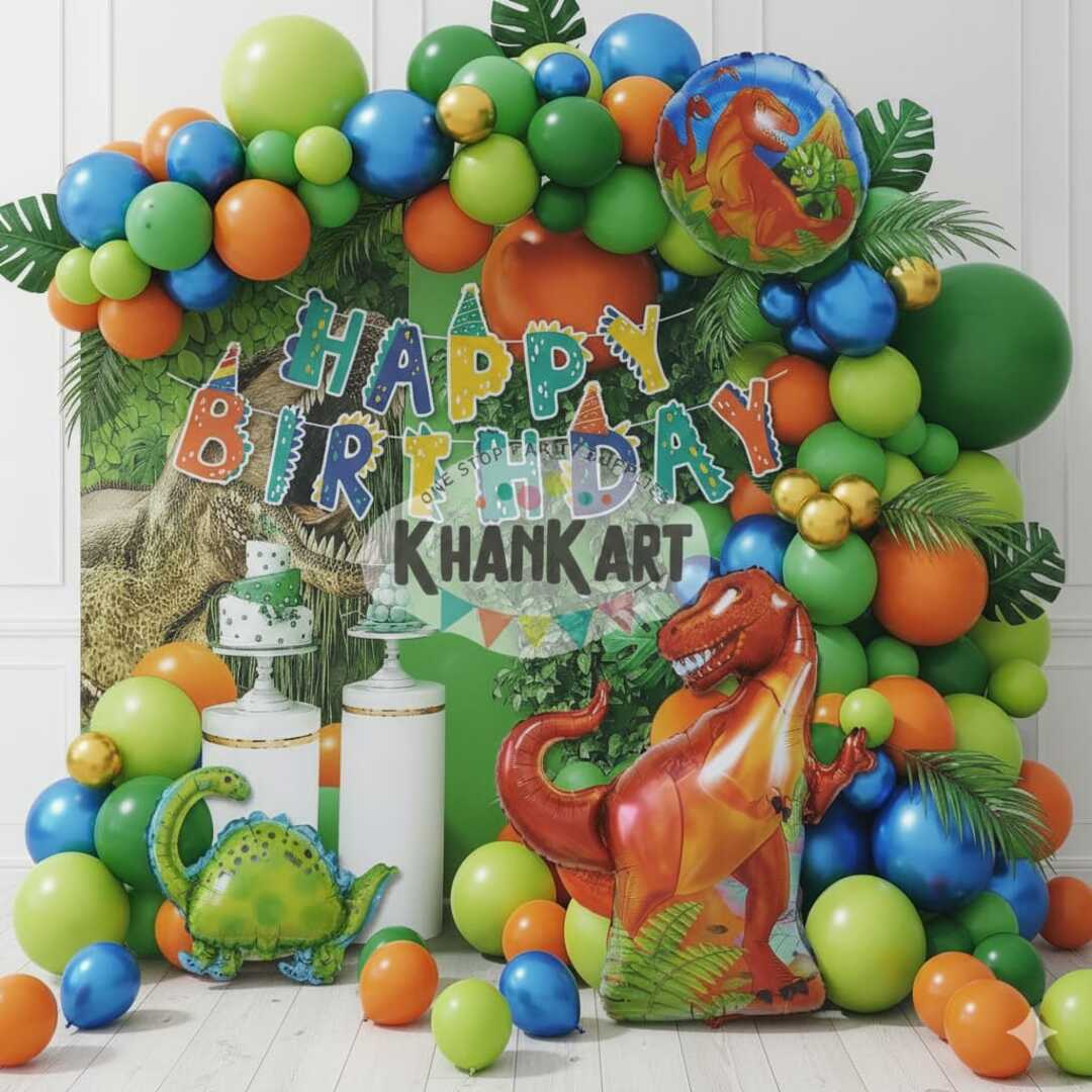 61Pcs Dinasour Happy Birthday Theme For Party Decoration