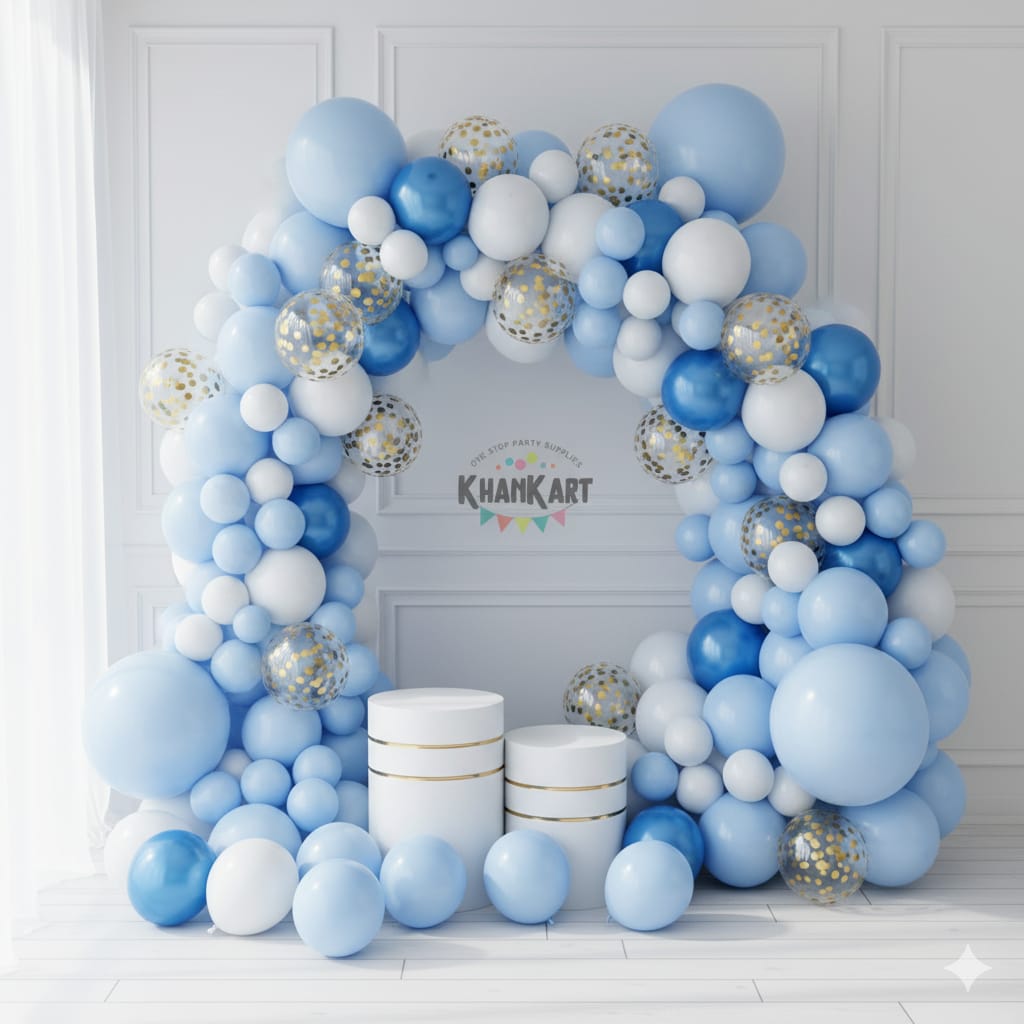 100 pcs Sky Blue Confetti Confetti Balloons Garland Theme Set For Bow Themed Party Decoration & Celebration