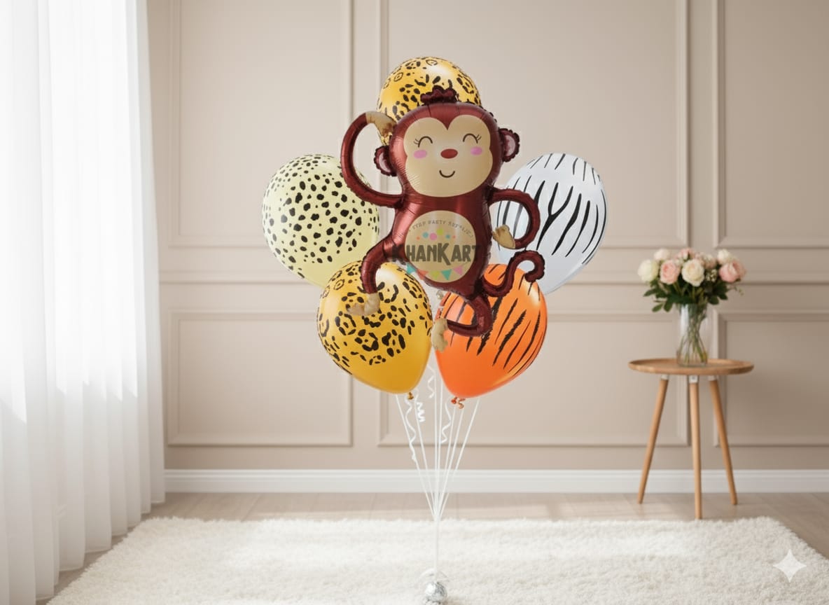 Monkey Theme Foil Balloon Foil Balloon Set of -5 Piece For Birthday Day Party