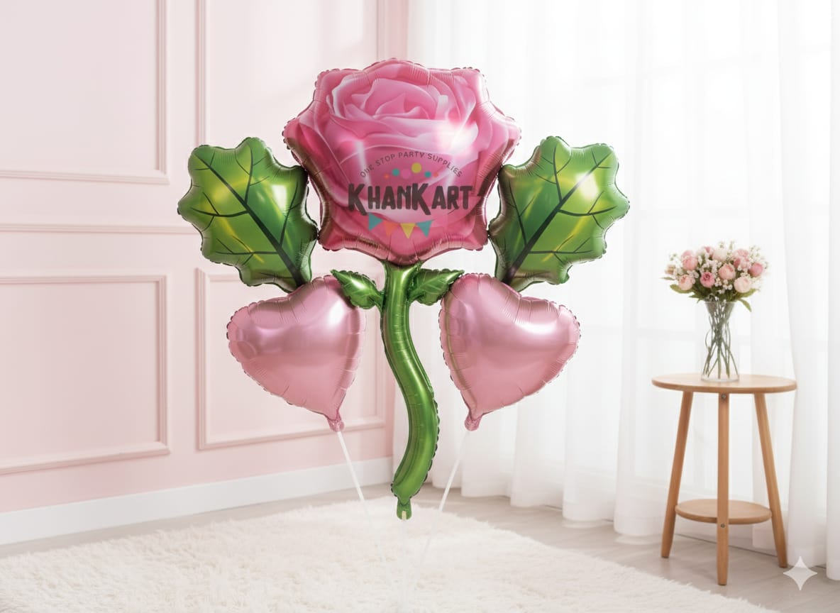 Flower Theme Foil Balloon Foil Balloon Set of -5 Piece For Birthday Day Party