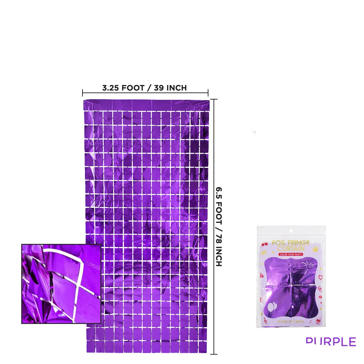 Small Square Shaped Foil Curtains for Party Decoration and Celebration
