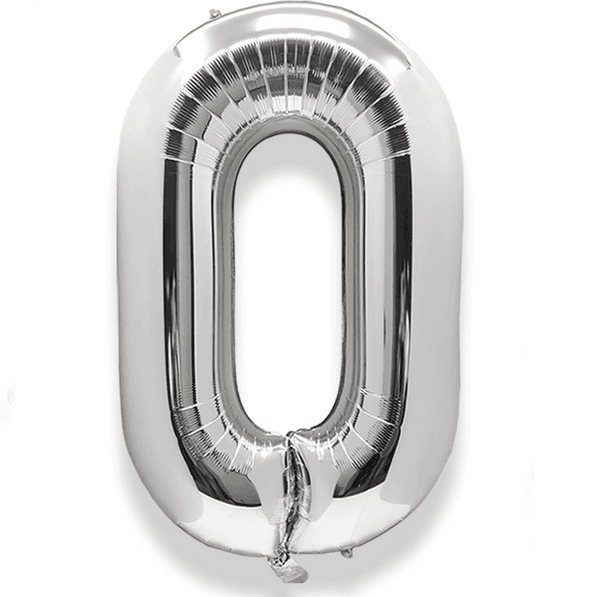 Silver Number ( 0 - 9 ) Foil Balloon For Birthday, Anniversary, Bridal Shower Celebration and Decoration
