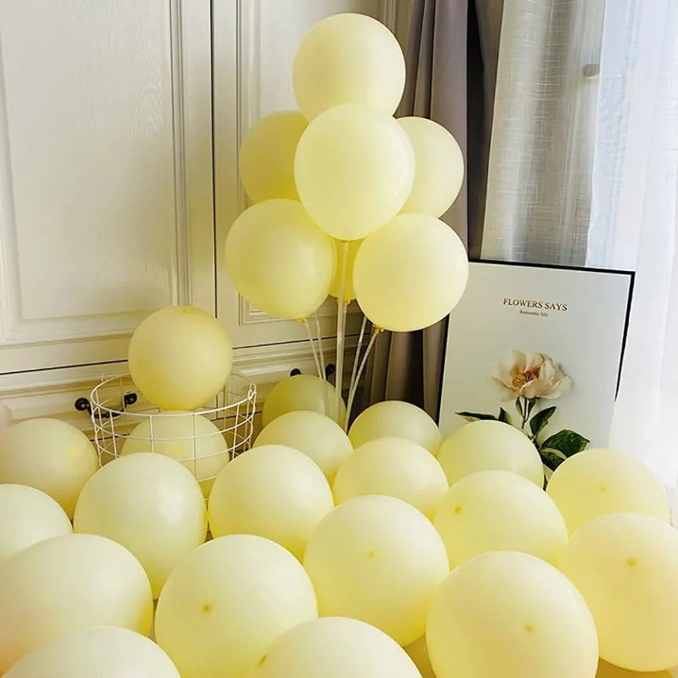 Pastel Macaron Yellow Balloons Birthday Wedding Baby Shower Party Decoration