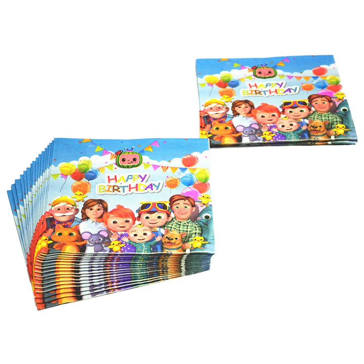 CocoMelon disposable Tableware Paper Napkin Birthday Party Decoration