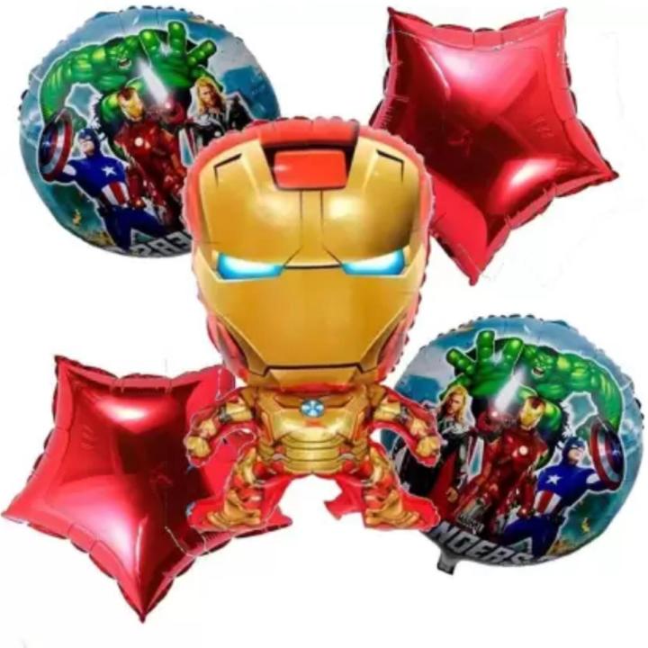 Iron Man Theme Foil Balloon Foil Balloon Set of -5 Piece For Birthday Day Party