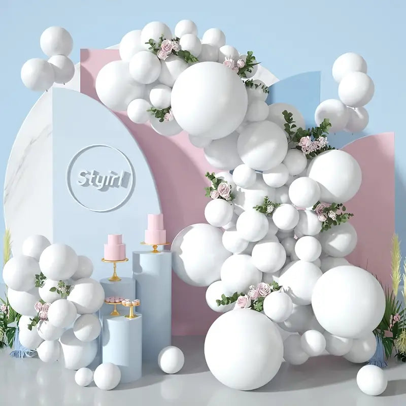 White Balloons Latex Party Balloons, 12Inches balloons for Birthday Decorations, Weddings, Baby Shower, Balloon Modelling, Balloon Arch Decorations