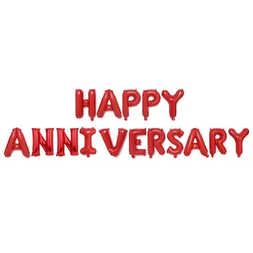 Red Happy Anniversary Foil Balloons Set for Anniversary Theme Celebration & Decoration