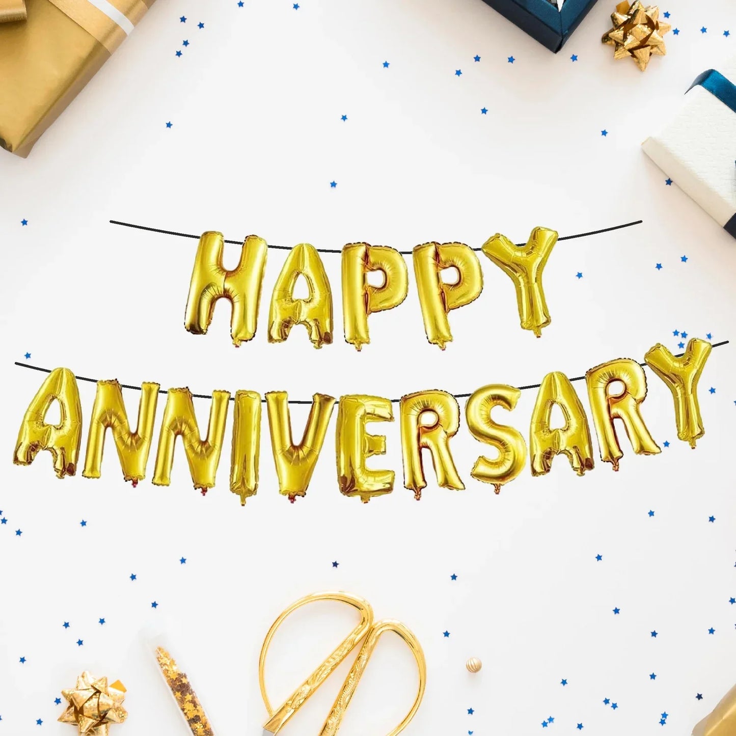 Happy Anniversary Foil Balloons Set for Anniversary Theme Celebration & Decoration