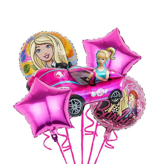 Barbie CAR Theme Foil Balloon Foil Balloon Set of -5 Piece For Birthday Day Party