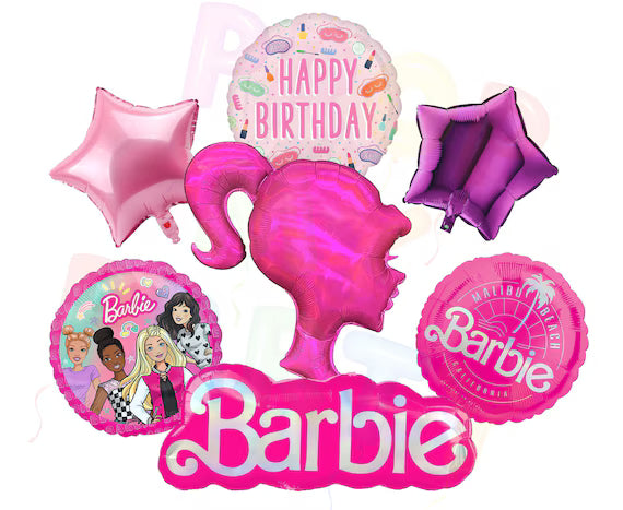 Barbiee Foil Balloon Set - 5 Pieces For Barbiee Theme Party Celebration