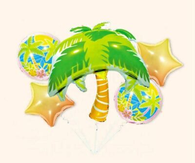 Palm Tree Foil Balloon Set - 5 Pieces For Palm Tree Theme Party Celebration