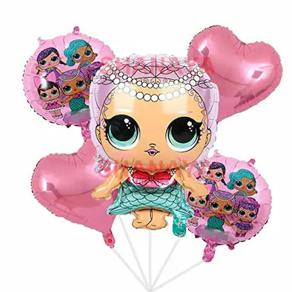 MG LOL DOLL Tree Foil Balloon Set - 5 Pieces For MG LOL DOLL Theme Party Celebration