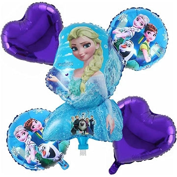Frozen Elsa & Anna Cartoon Foil Balloon  Foil Balloon Set of -5 Piece For Birthday Day Party