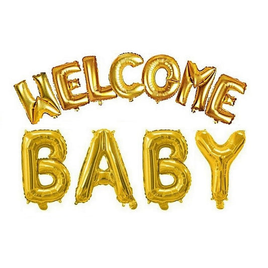 Welcome Baby Letter Foil Balloon Banner for Baby Shower, Gender Reveal Event and Decoration