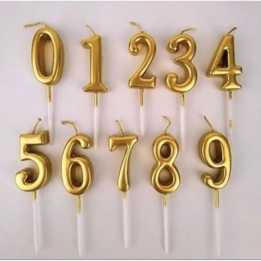 Golden Numbers Candles For Birthday, Anniversary Cake Decoration and Celebration