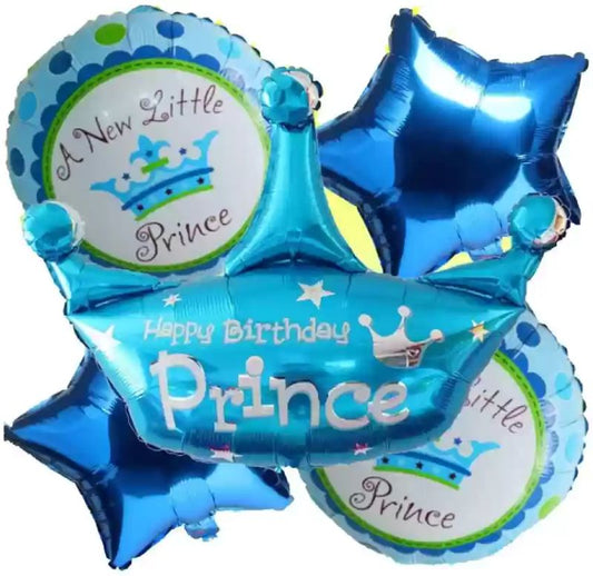 Prince Theme Foil Balloon Foil Balloon Set of -5 Piece For Birthday Day Party